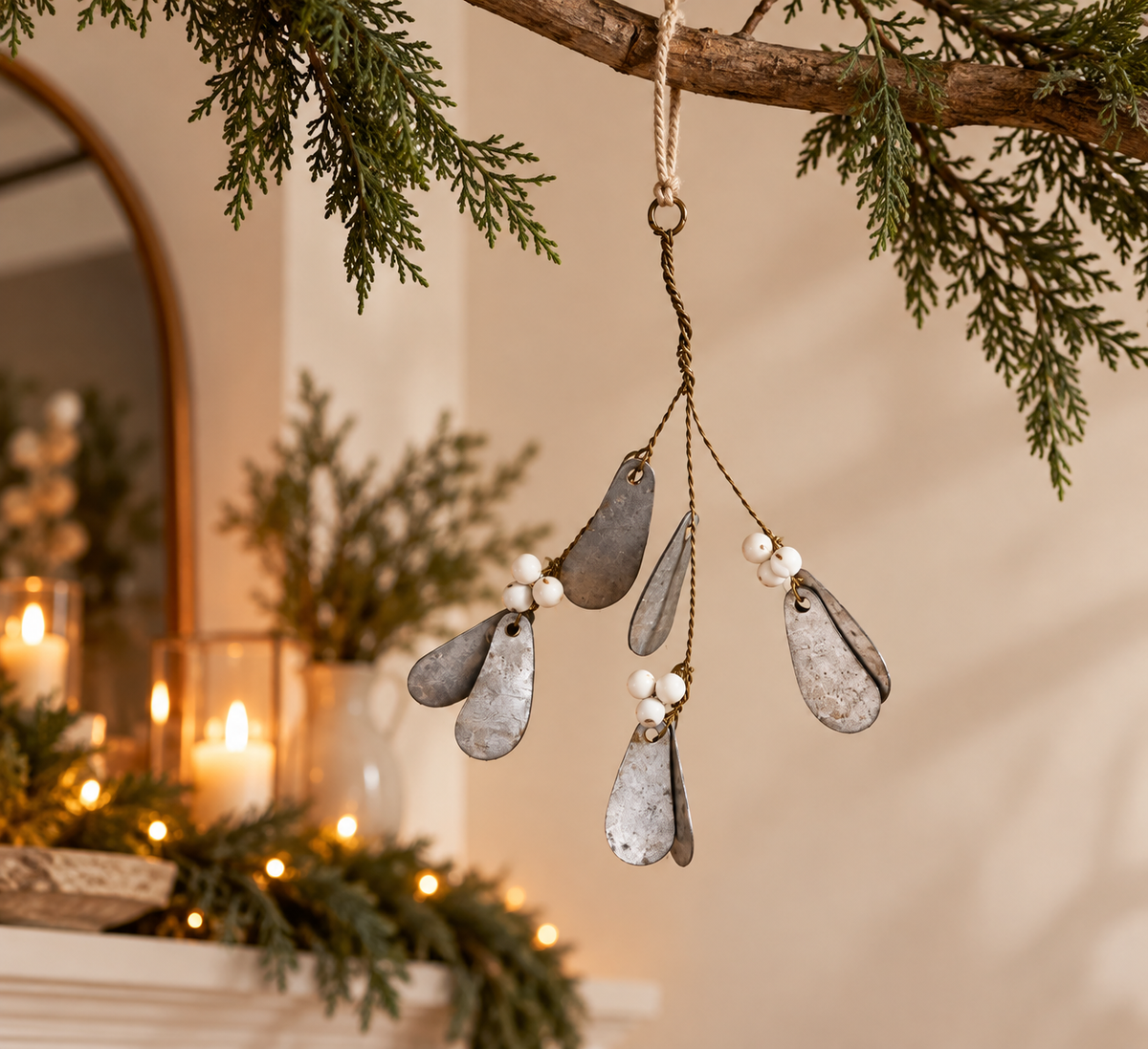 5.9-Inch Antique Metallic Mistletoe Christmas Hanging Ornament - image 3