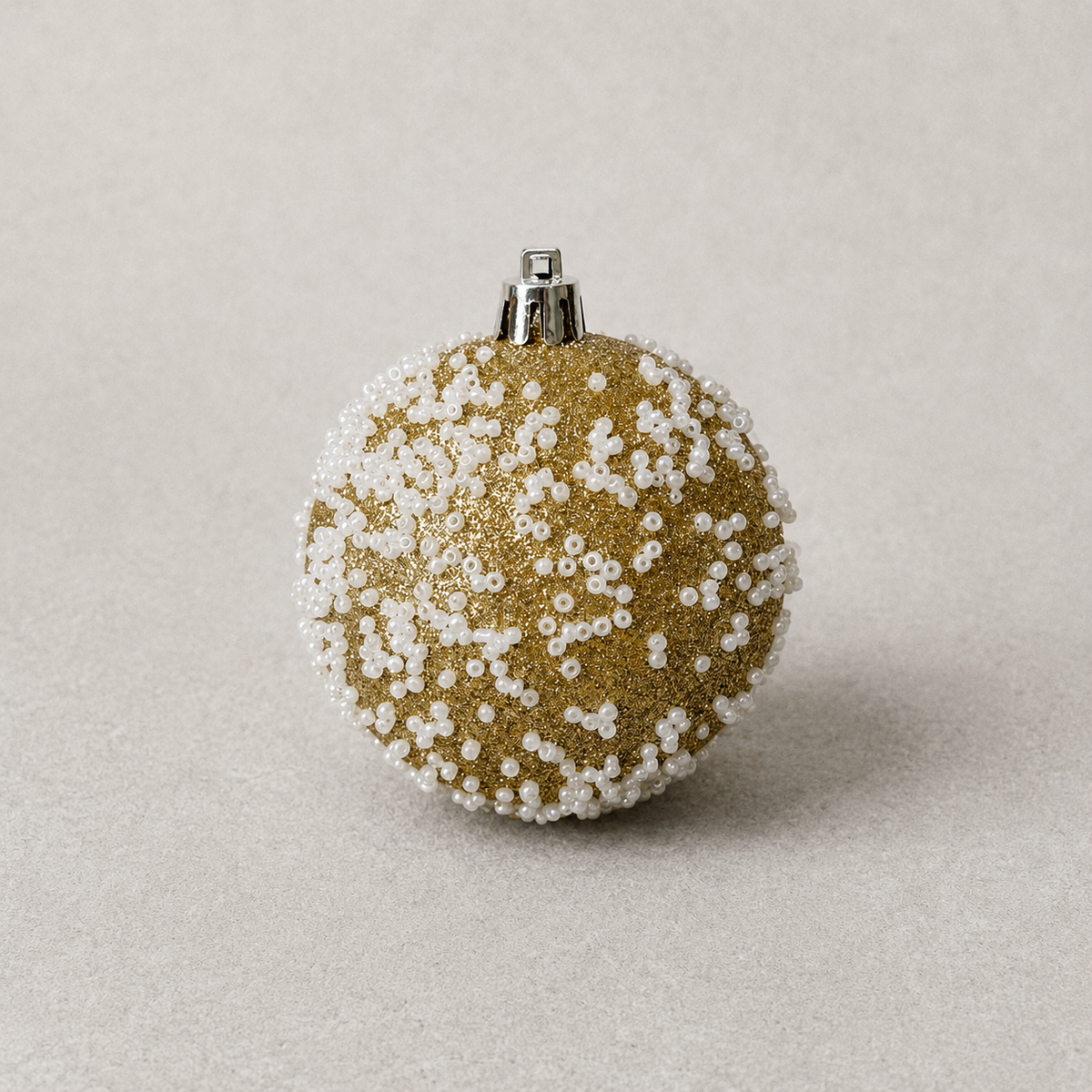 3.1-Inch Gold Glitter Bead Christmas Ball Ornament - image 1