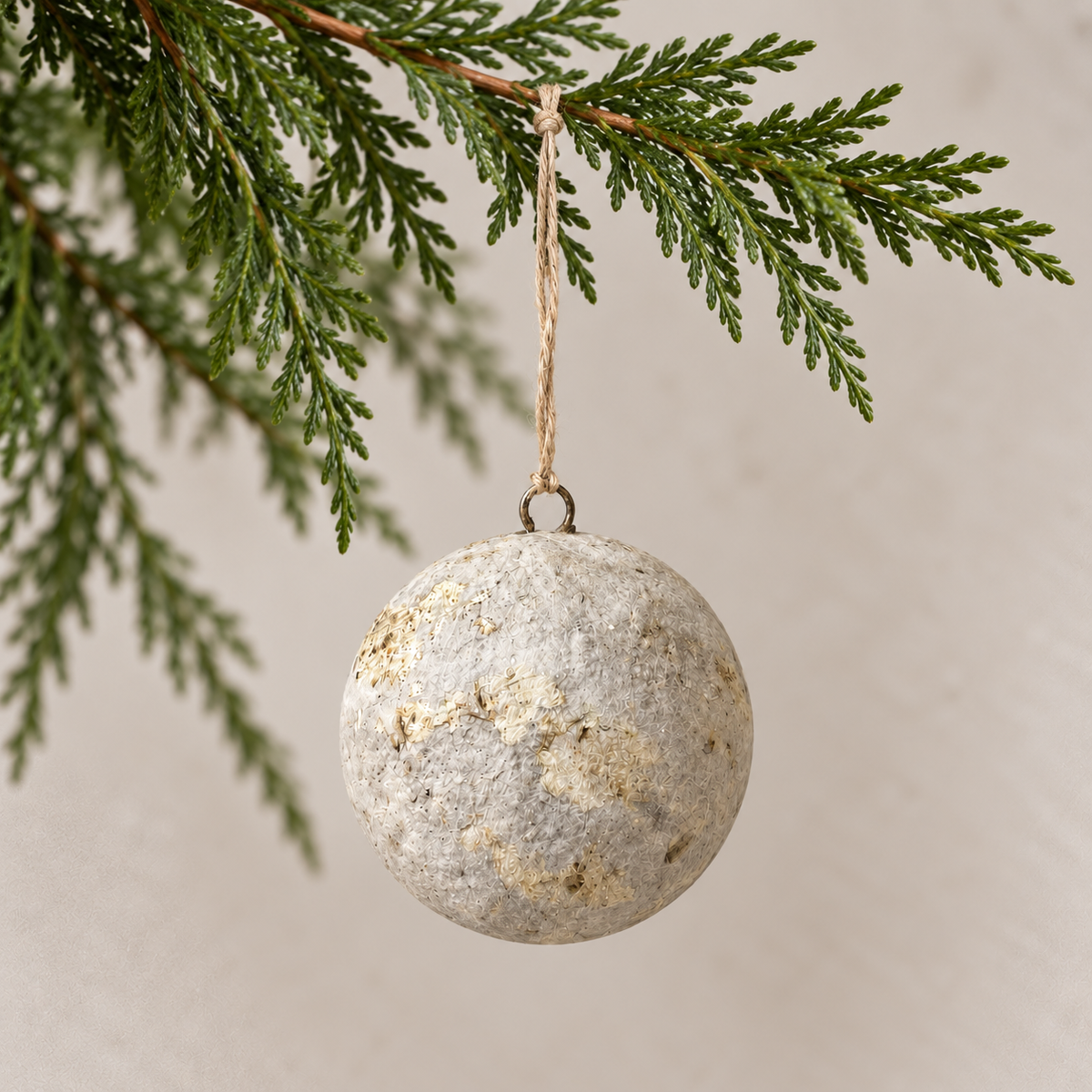 3.5-Inch Recycled Papier-Mache Christmas Ball Ornament - image 2