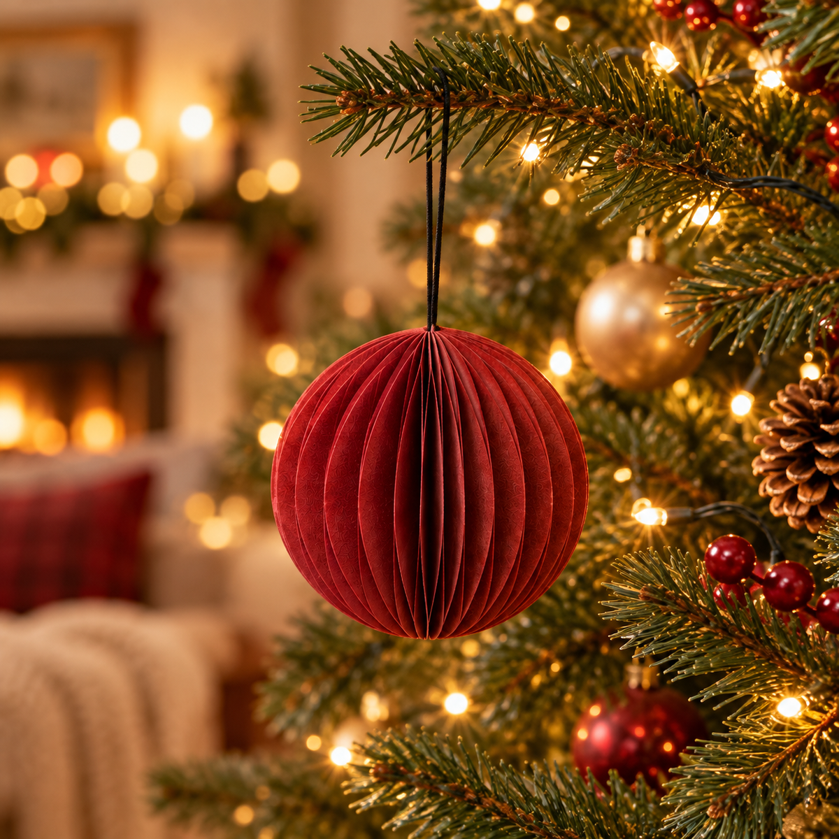 3-Inch Berry Recycled Paper Christmas Ball Ornament - image 2