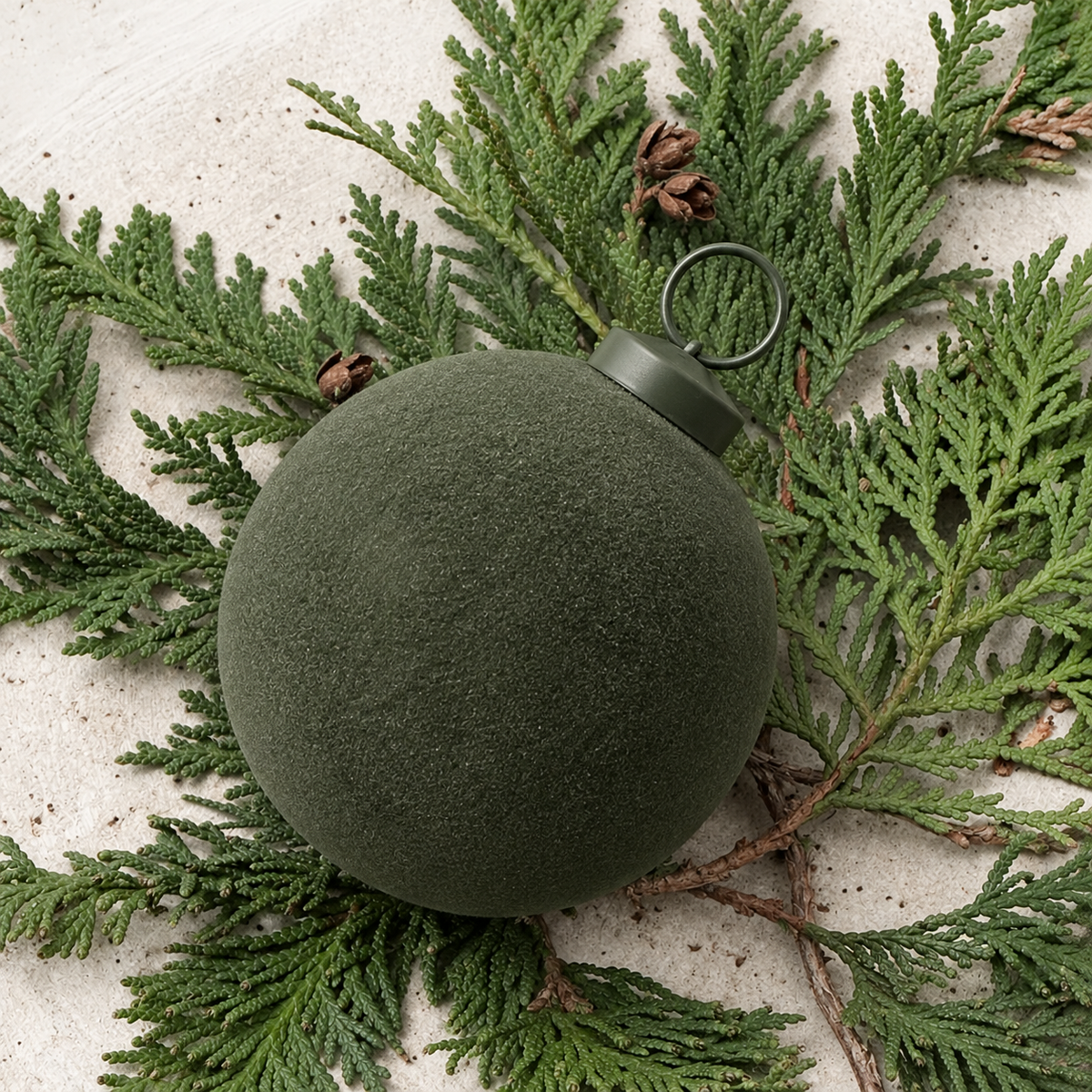 Evergreen Velvet-Flocked Glass Christmas Ball Ornament - image 4