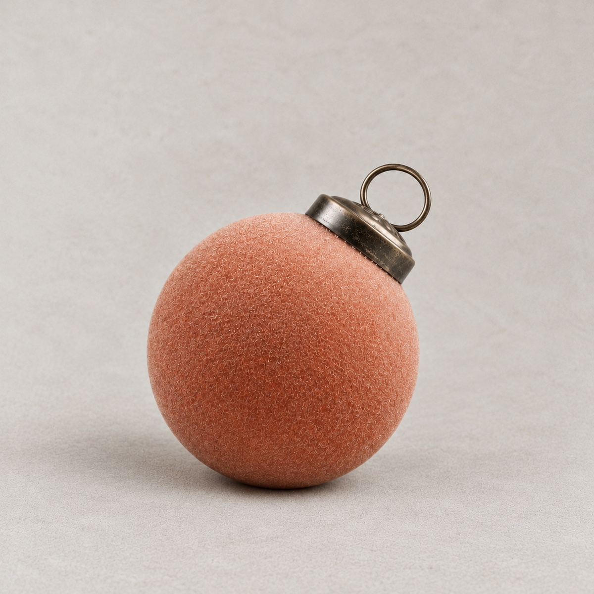 2-Inch Peach Velvet-Flocked Glass Christmas Ball Ornament - image 1