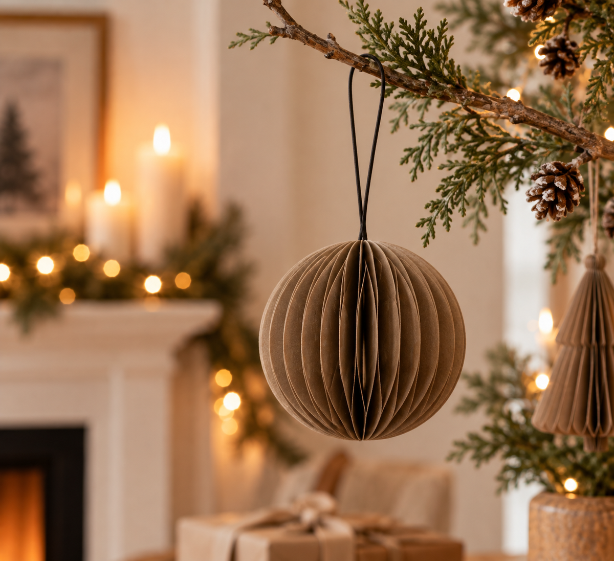 2.95-Inch Macchiato Recycled Paper Christmas Ball Ornament - image 3