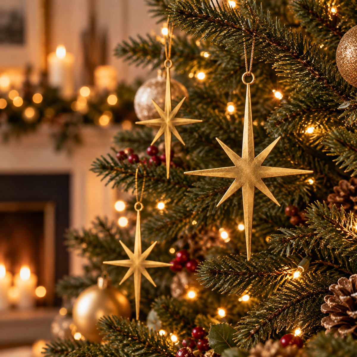 Brass North Star Christmas Hanging Ornament - image 3