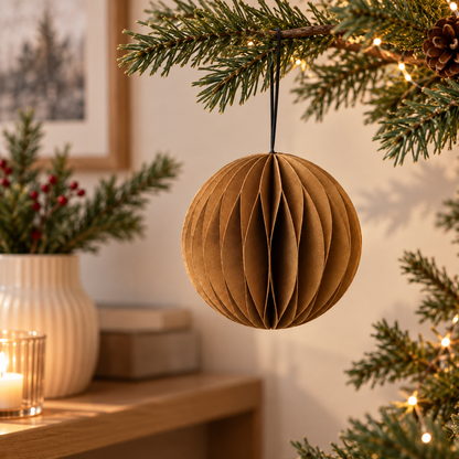 3-Inch Carmel Recycled Paper Christmas Ball Ornament - image 3