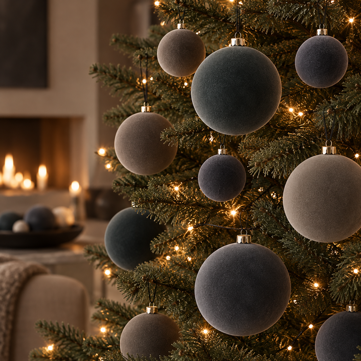 3-Inch Smoke Velvet-Flocked Christmas Ball Ornament - image 3