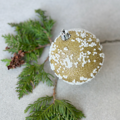 3.1-Inch Gold Glitter Bead Christmas Ball Ornament - image 2