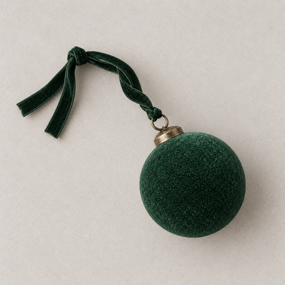 3-Inch Emerald Velvet-Flocked Glass Christmas Ball Ornament - image 1