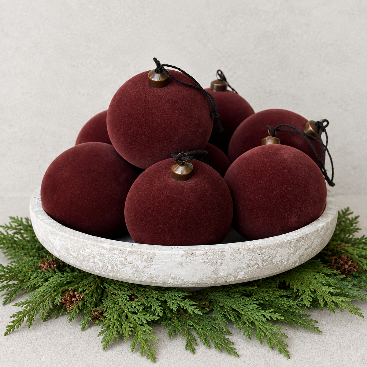 Chocolate Cherry Flocked Shatterproof Christmas Ball Ornament - image 3